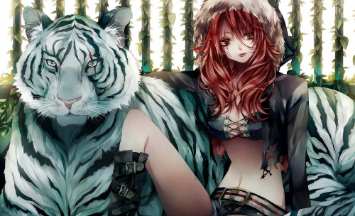 Каталог Фотообои аниме девушка с тигром:  | Wall-Style