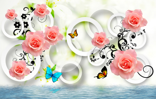 Каталог Фотообои 3д розы чайные:  | Wall-Style
