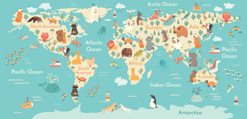 Каталог Картина карта с животными: Детские | Wall-Style
