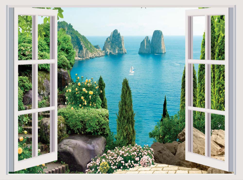 Каталог Картина окно с видом на море: Вид из окна | Wall-Style