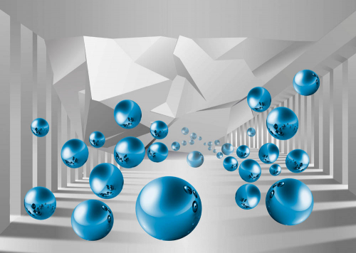 Каталог Картина синие шары в тоннеле: 3Д | Wall-Style