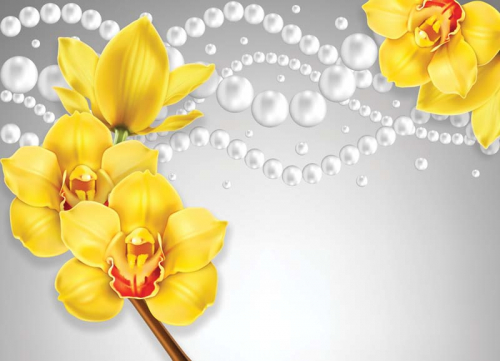 Каталог Картина орхидеи с жемчугом: 3Д | Wall-Style