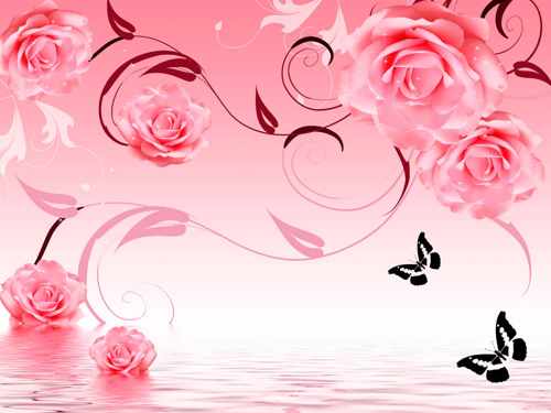 Каталог Картина нежно-розовые цветы: 3Д | Wall-Style