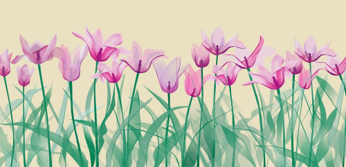Каталог Фотообои рисованные розовые тюльпаны:  | Wall-Style