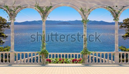 Каталог Картина арка с видом на море: Современная фреска | Wall-Style