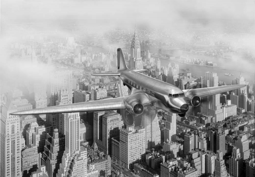 Каталог Картина самолет над нью-йорком: Техника и транспорт | Wall-Style