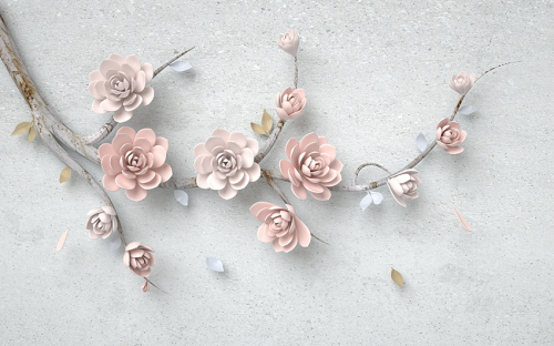 Каталог Картина цветущая ветка с розами: 3Д | Wall-Style