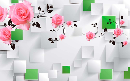 Каталог Фотообои розы на фоне разных фигур:  | Wall-Style
