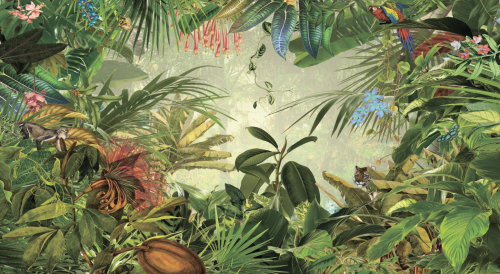 Каталог Картина тропики с животными: Листья | Wall-Style