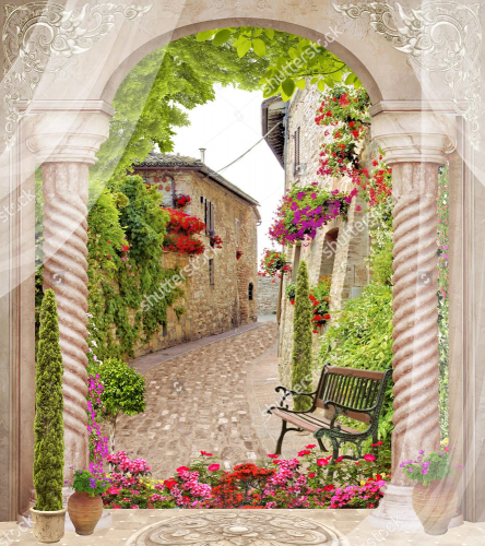 Каталог Картина старая улочка: Современная фреска | Wall-Style