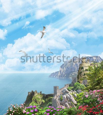 Каталог Фотообои замок на скале:  | Wall-Style