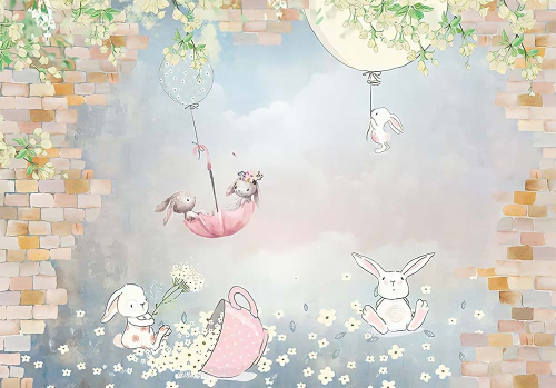 Каталог Картина зайцы с зонтиком: Детские | Wall-Style