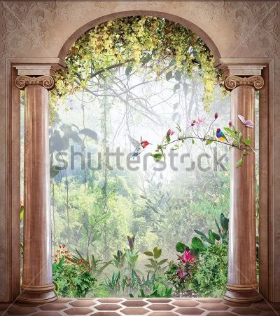 Каталог Картина арка в лес: Современная фреска | Wall-Style