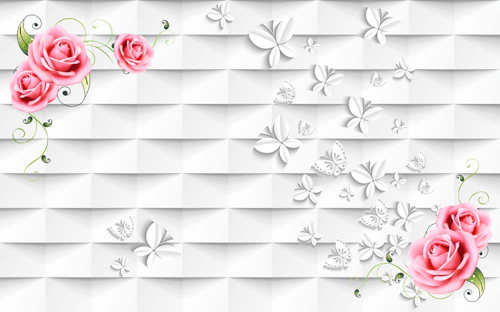 Каталог Фотообои 3d стена с розами:  | Wall-Style