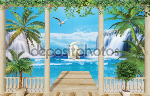 Каталог Фотообои терраса с видом на море:  | Wall-Style