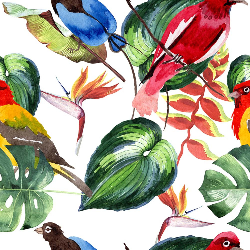 Листья с птицами