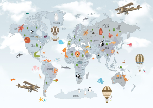 Каталог Картина карта с воздушными шарами: Детские | Wall-Style