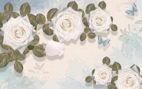 Каталог Фотообои объемные белые розы:  | Wall-Style