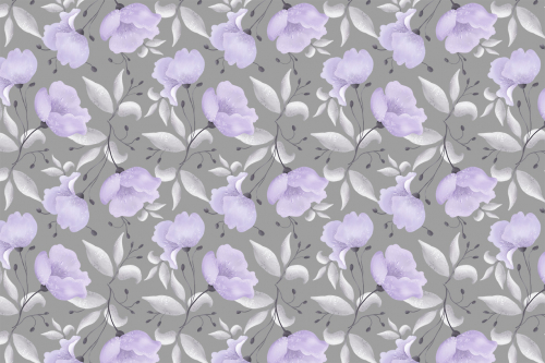 Каталог Фотообои паттерн с фиолетовыми цветами:  | Wall-Style