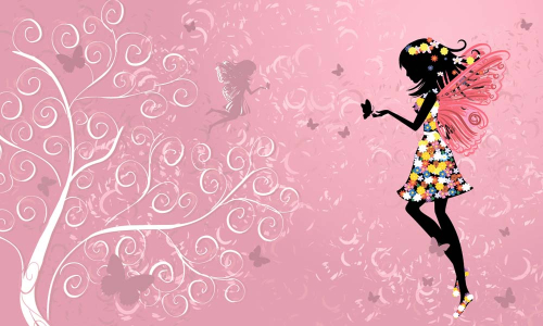 Каталог Картина фея на фоне розового цвета: Детские | Wall-Style