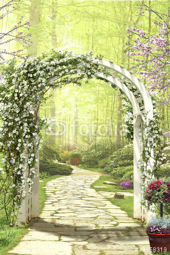 Каталог Картина цветочная арка: Современная фреска | Wall-Style