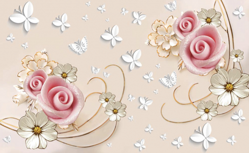 Каталог Картина кремовые розы: 3Д | Wall-Style