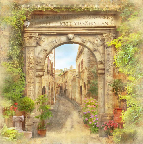 Каталог Картина винтажная арка: Современная фреска | Wall-Style