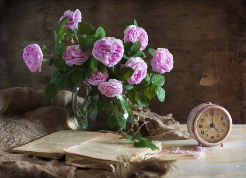 Каталог Картина букет с часами: Цветы и растения | Wall-Style