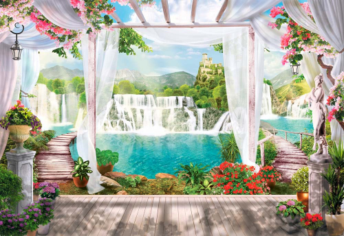 Каталог Фотообои веранда возле водопада:  | Wall-Style