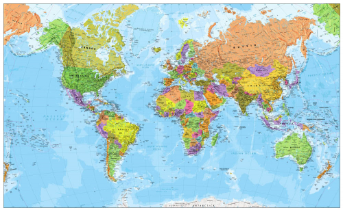 Каталог Фотообои детальная карта мира:  | Wall-Style