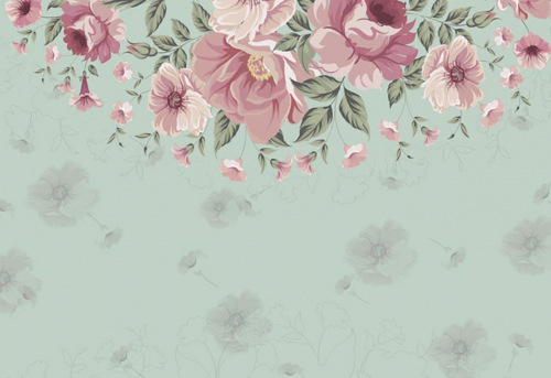 Каталог Фотообои пионы на голубом фоне:  | Wall-Style