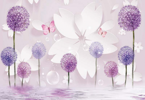 Каталог Фотообои сиреневые 3д цветы:  | Wall-Style