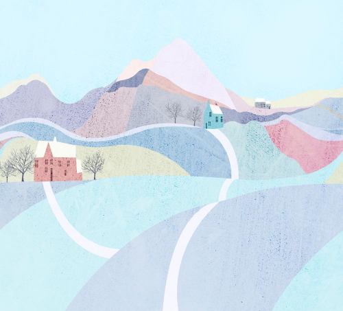 Каталог Картина домики на горе: Арт | Wall-Style