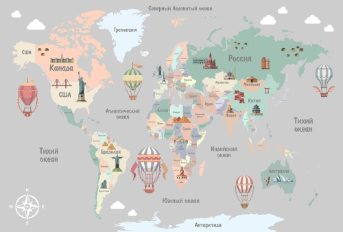 Каталог Картина карта мира: Детские | Wall-Style