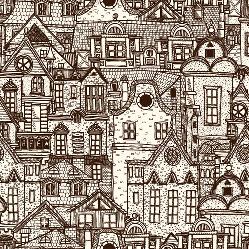 Каталог Картина паттерн домики: Бесшовные | Wall-Style