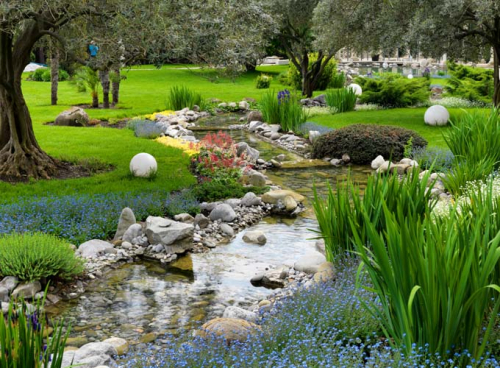 Каталог Фотообои река в саду:  | Wall-Style