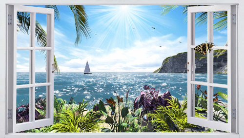 Каталог Фотообои вид на море из окна:  | Wall-Style