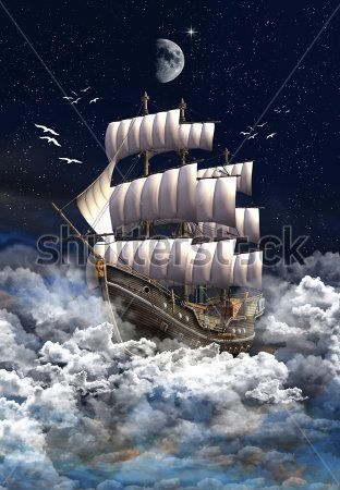 Каталог Фотообои корабль в облаках:  | Wall-Style