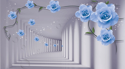 Каталог Фотообои тоннель с голубыми цветами:  | Wall-Style