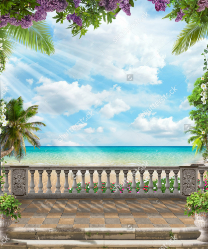 Каталог Картина терраса с видом на море: Современная фреска | Wall-Style