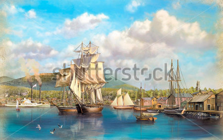 Каталог Картина корабли: Современная фреска | Wall-Style