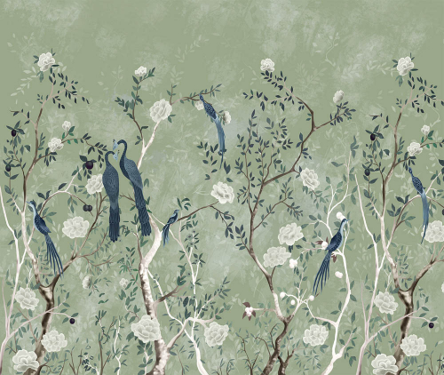 Каталог Картина белые розы с птицами: Цветы и растения | Wall-Style
