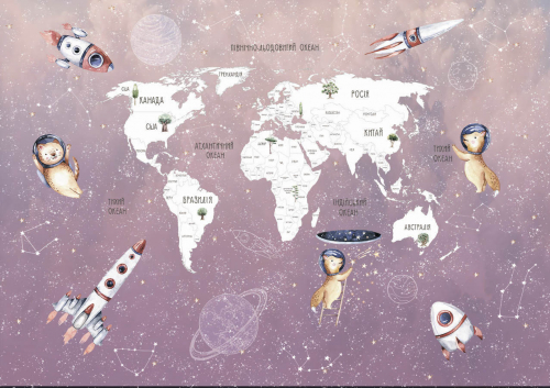 Каталог Картина красочная карта мира : Детские | Wall-Style