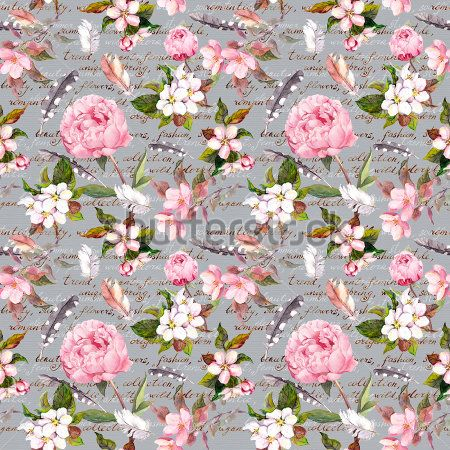 Каталог Картина цветы перья: Бесшовные | Wall-Style