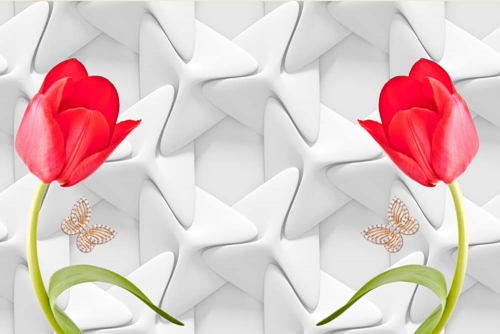 Каталог Фотообои тюльпаны на 3д панелях:  | Wall-Style