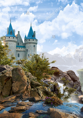 Каталог Картина замок на горе: Современная фреска | Wall-Style