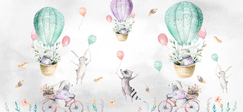 Каталог Картина звери на воздушных шарах: Детские | Wall-Style