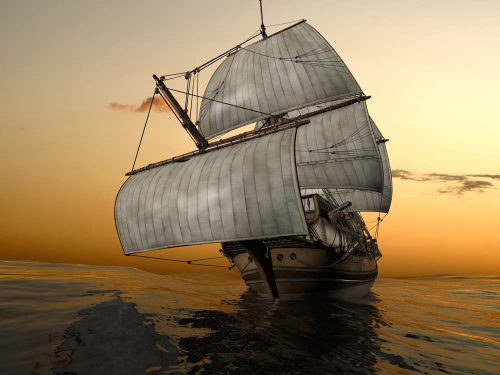 Каталог Фотообои корабль в море на закате:  | Wall-Style