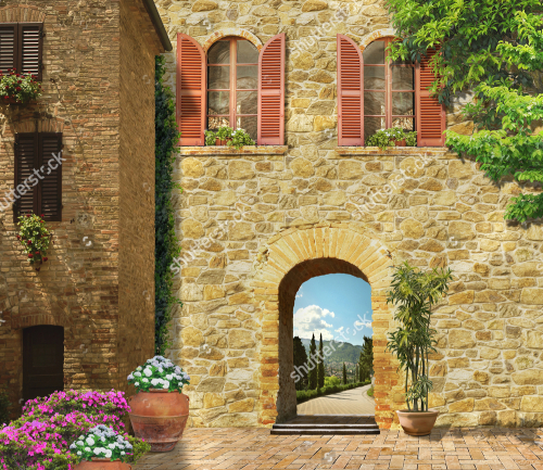 Каталог Картина старый дом: Современная фреска | Wall-Style