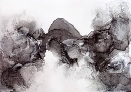 Каталог Картина темные акварельные разводы: Арт флюиды | Wall-Style